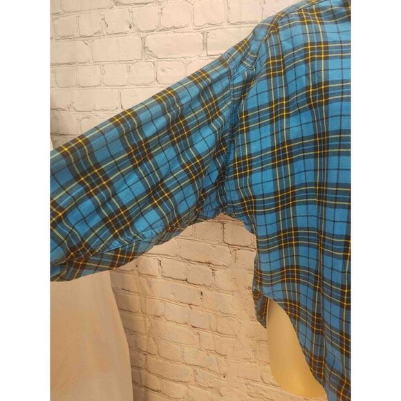 Company One Women's Size Large Blue/Multicolor Plaid Button Down Shirt - Picture 2 of 5